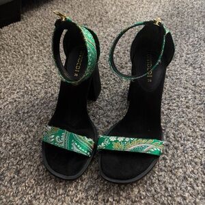 Green Paisley Heels